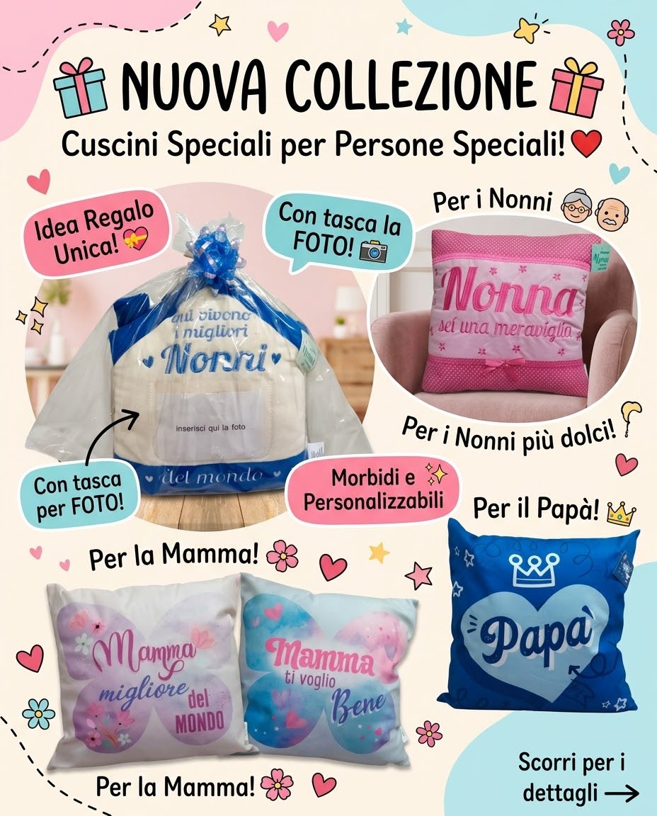 Cuscini personalizzati con tasca porta foto